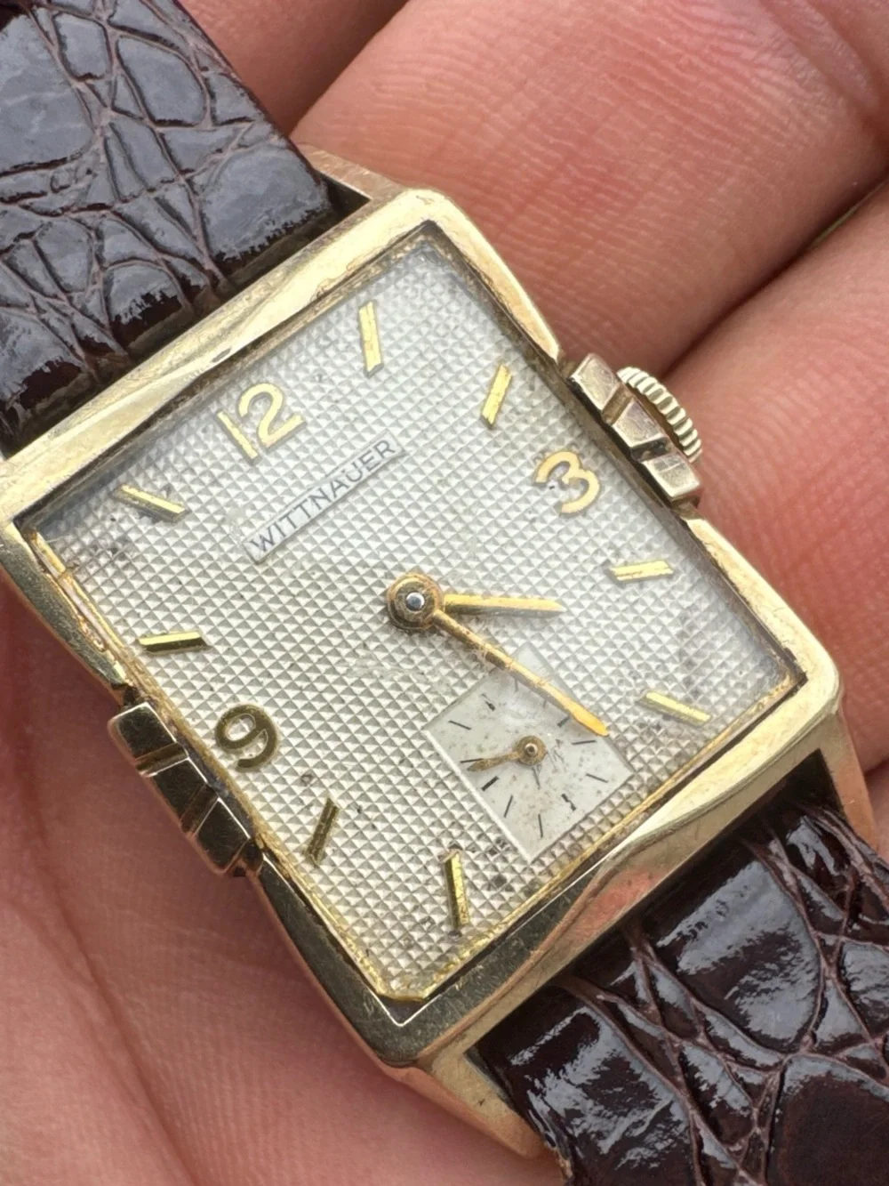 Wittnauer 1940s 10k GF rectangular Tank Manual Wind Men’s watch